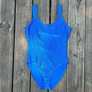 Vintage Catalina Swim Ribbed Royal Blue One Piece Swimsuit Open Back